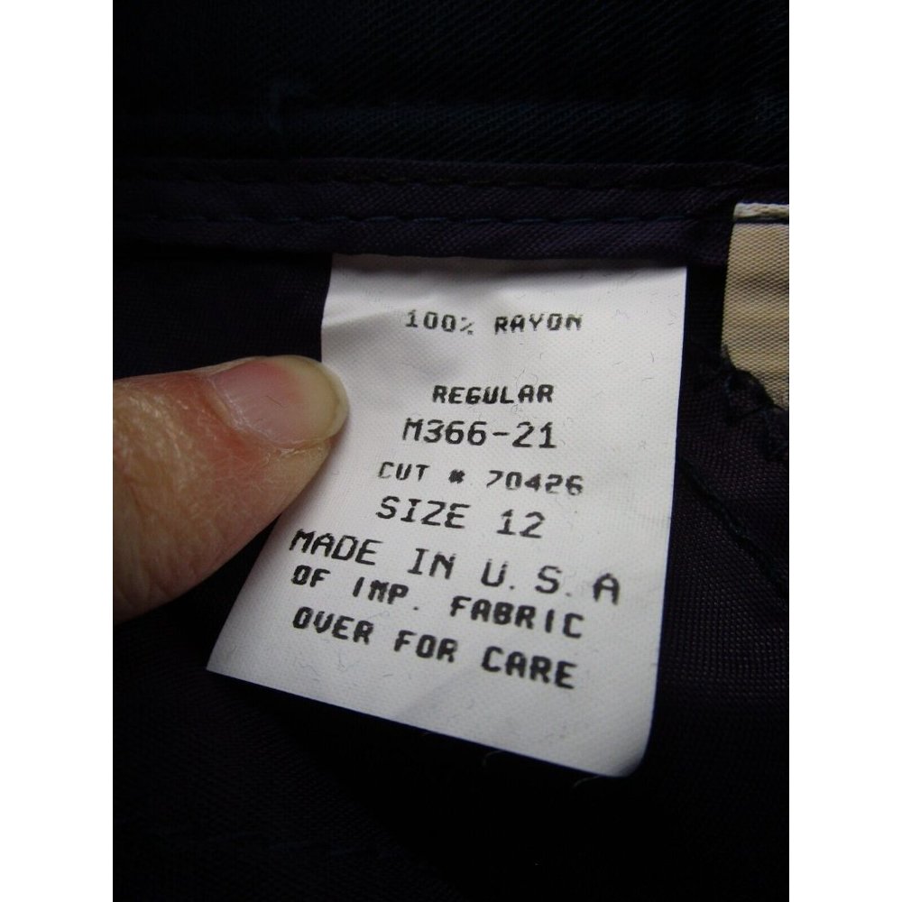 VINTAGE LL Bean Pants 12 High Rise Pleated 80s 90s Rayon Navy USA NEW - Picture 9 of 10